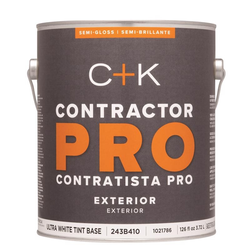 C+K Contractor Pro Semi-Gloss Tint Base Ultra White Base Paint Exterior 1 gal (In-store Pickup Only)