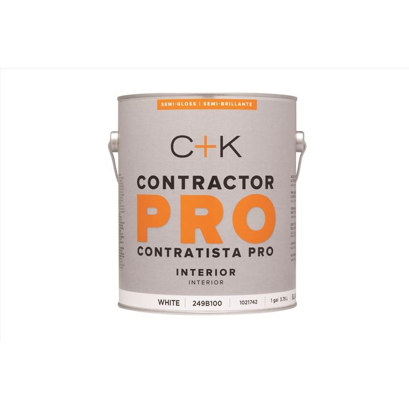 C+K Contractor Pro Semi-Gloss White Water-Based Paint Interior 1 gal (In-store Pickup Only)