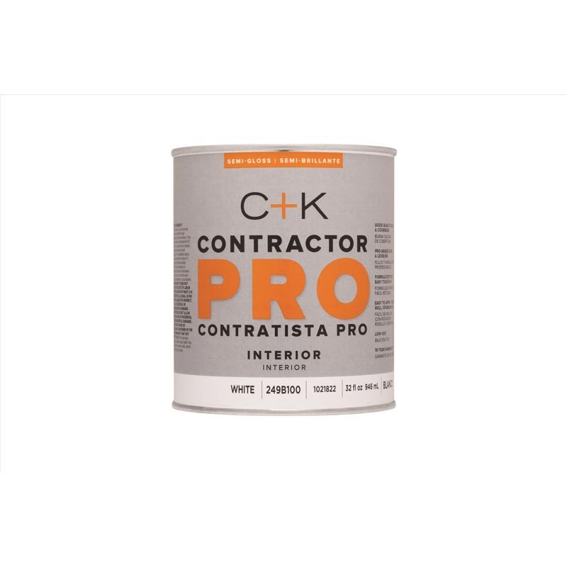 C+K Contractor Pro Semi-Gloss White Water-Based Paint Interior 32 oz (In-store Pickup Only)