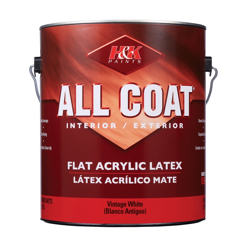 H&K Paints All-Coat Flat Vintage White Water-Based Paint Exterior and Interior 1 gal (In-store Pickup Only)