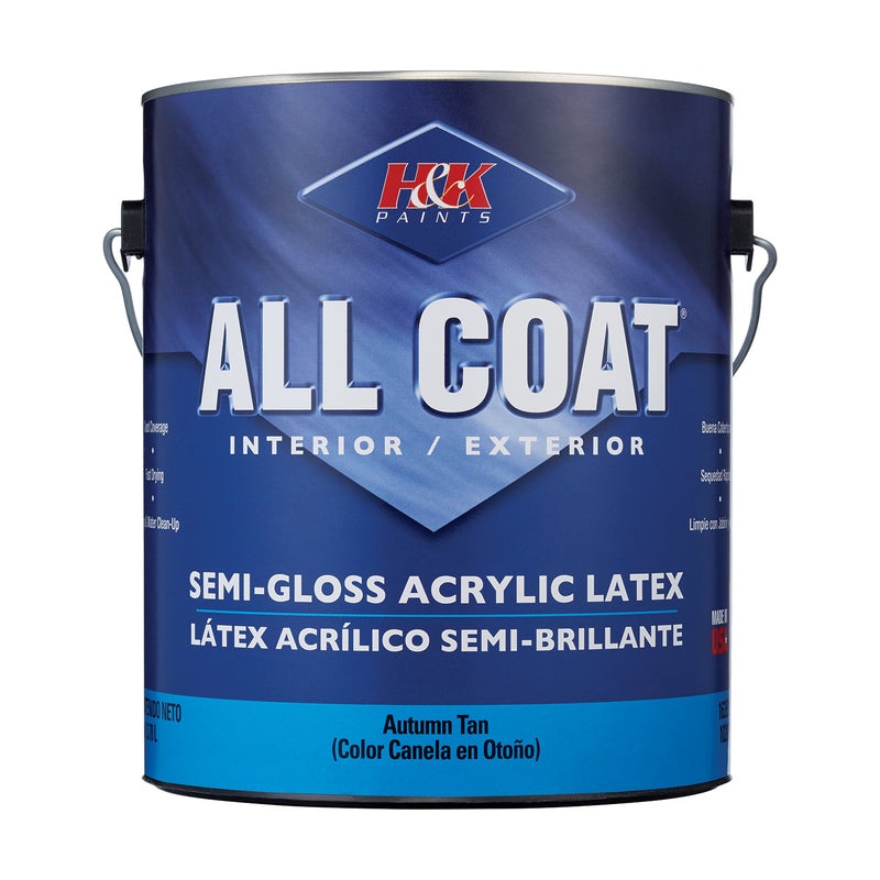 H&K Paints All-Coat Semi-Gloss Autumn Tan Water-Based Paint Exterior and Interior 1 gal (In-store Pickup Only)