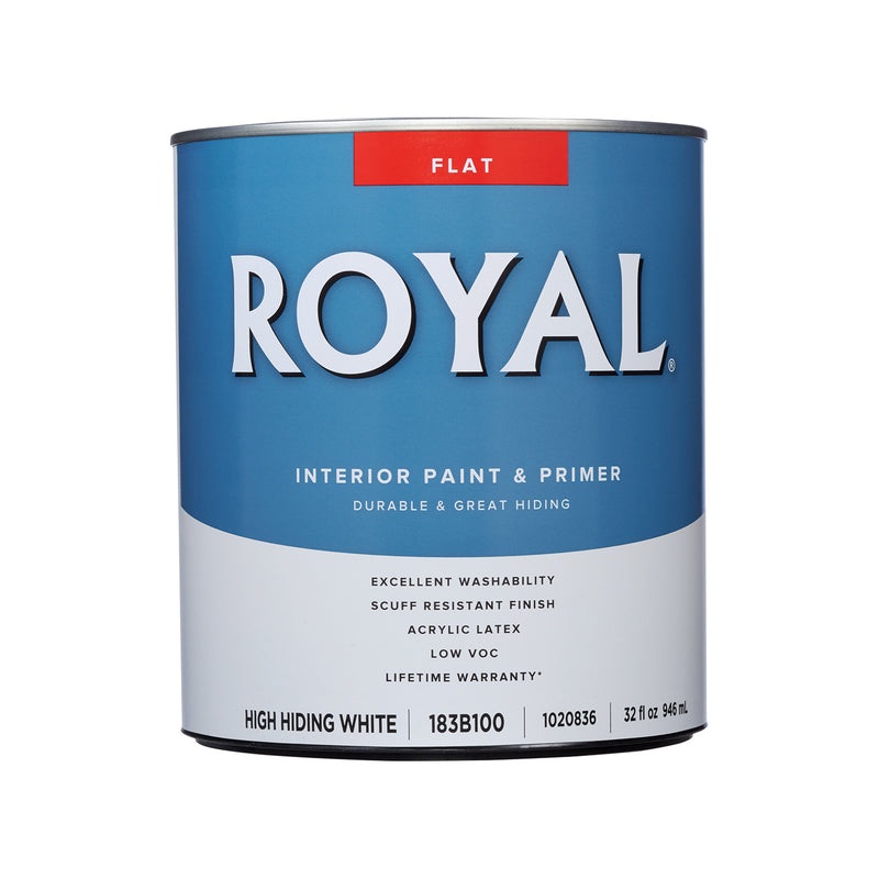 Royal Flat High Hiding White Paint + Primer Interior 1 qt (In-store Pickup Only)