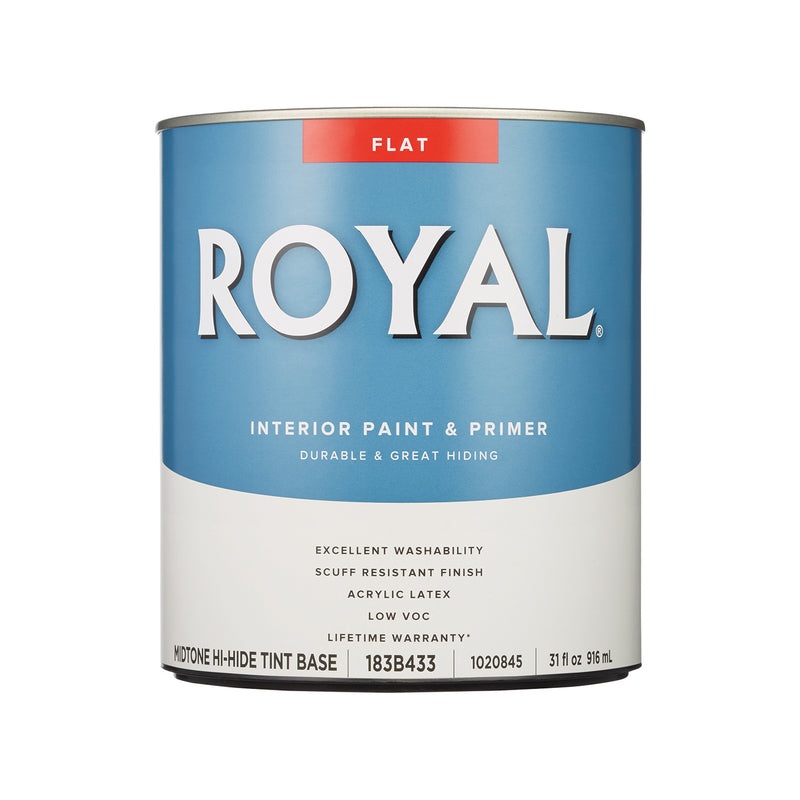 Royal Flat Tint Base Mid-Tone Base Paint and Primer Interior 1 qt (In-store Pickup Only)