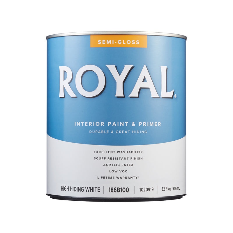 Royal Semi-Gloss High Hiding White Paint Interior 1 qt (In-store Pickup Only)