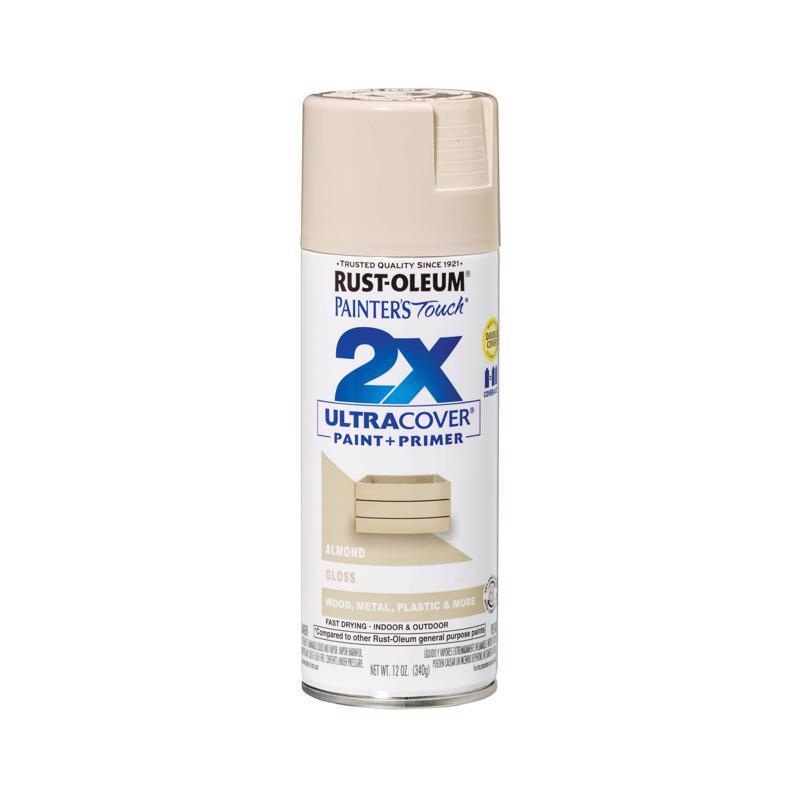 Rust-Oleum Painter’s Touch 2X Ultra Cover Gloss Almond Paint+Primer Spray Paint 12 oz