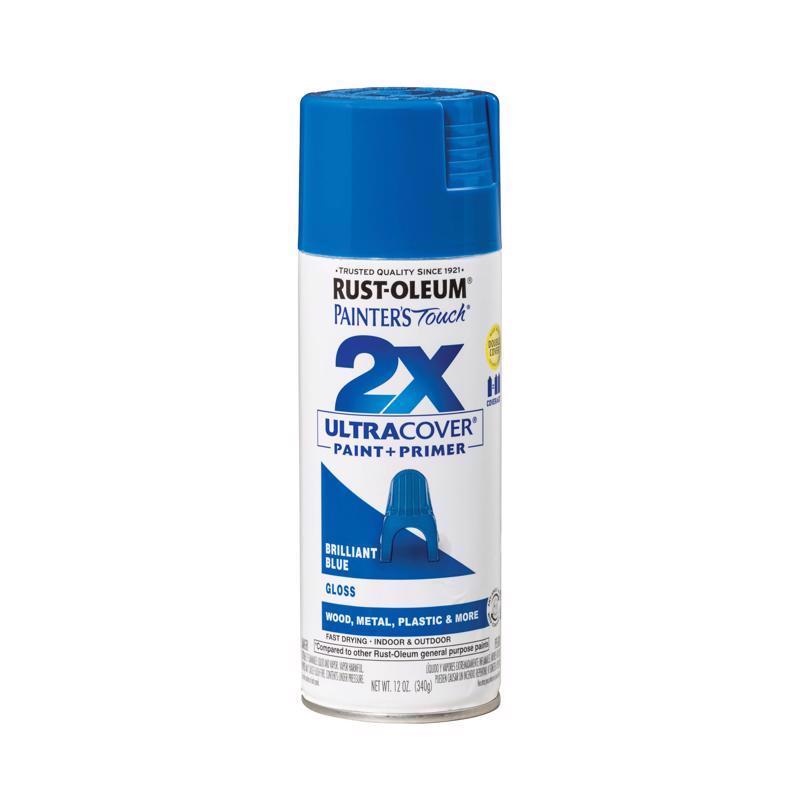 Rust-Oleum Painter’s Touch 2X Ultra Cover Gloss Brilliant Blue Paint+Primer Spray Paint 12 oz