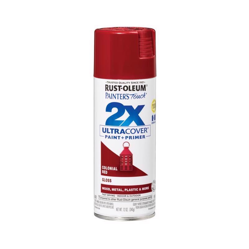 Rust-Oleum Painter’s Touch 2X Ultra Cover Gloss Colonial Red Paint+Primer Spray Paint 12 oz
