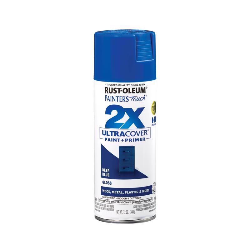 Rust-Oleum Painter’s Touch 2X Ultra Cover Gloss Deep Blue Paint+Primer Spray Paint 12 oz