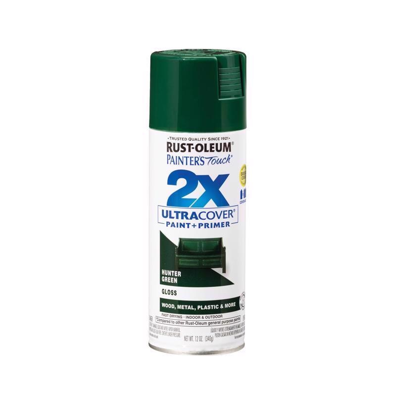 Rust-Oleum Painter’s Touch 2X Ultra Cover Gloss Hunter Green Paint+Primer Spray Paint 12 oz