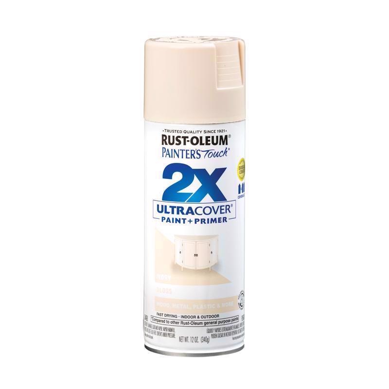 Rust-Oleum Painter’s Touch 2X Ultra Cover Gloss Ivory Paint+Primer Spray Paint 12 oz