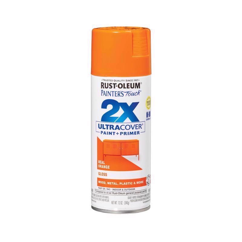 Rust-Oleum Painter’s Touch 2X Ultra Cover Gloss Real Orange Paint+Primer Spray Paint 12 oz