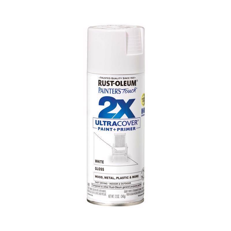 Rust-Oleum Painter’s Touch 2X Ultra Cover Gloss White Paint+Primer Spray Paint 12 oz