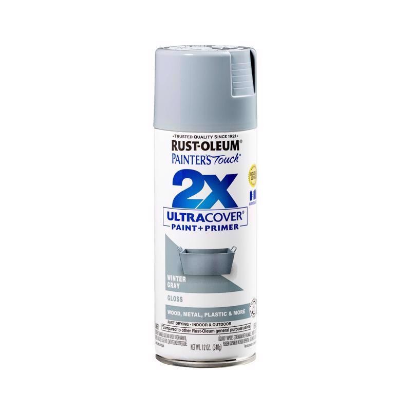 Rust-Oleum Painter’s Touch 2X Ultra Cover Gloss Winter Gray Paint+Primer Spray Paint 12 oz