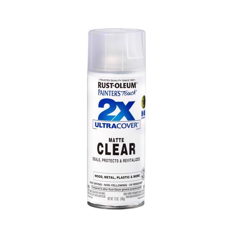 Rust-Oleum Painter’s Touch 2X Ultra Cover Matte Clear Paint+Primer Spray Paint 12 oz
