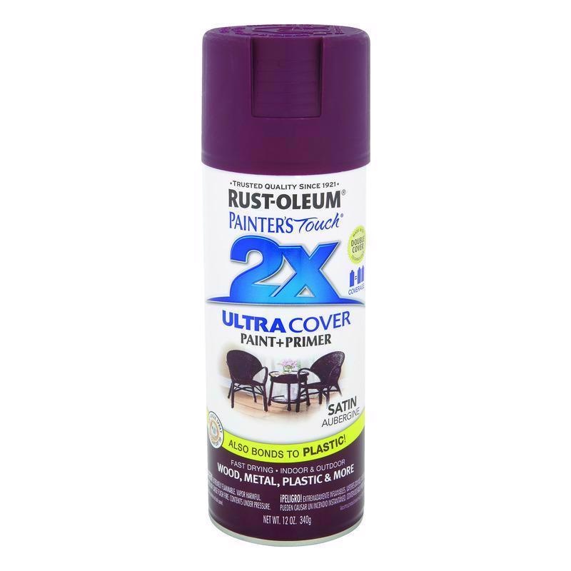Rust-Oleum Painter’s Touch 2X Ultra Cover Satin Aubergine Paint+Primer Spray Paint 12 oz
