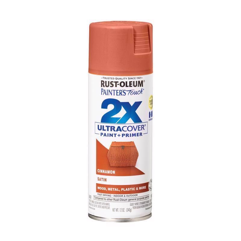 Rust-Oleum Painter’s Touch 2X Ultra Cover Satin Cinnamon Paint+Primer Spray Paint 12 oz