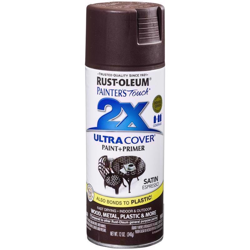 Rust-Oleum Painter’s Touch 2X Ultra Cover Satin Espresso Paint+Primer Spray Paint 12 oz