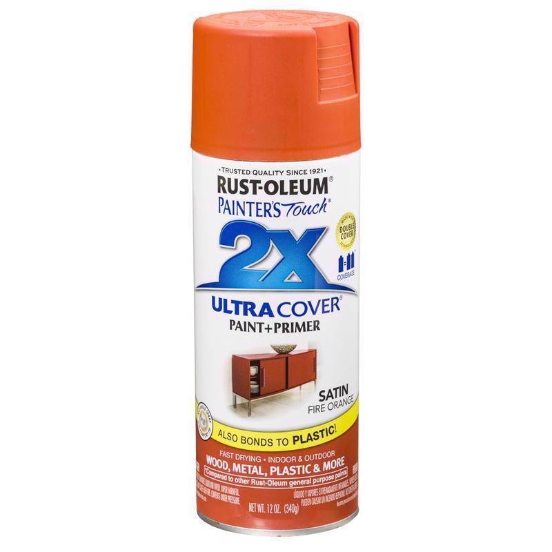 Rust-Oleum Painter’s Touch 2X Ultra Cover Satin Fire Orange Paint+Primer Spray Paint 12 oz