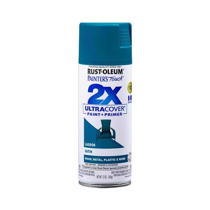 Rust-Oleum Painter’s Touch 2X Ultra Cover Satin Lagoon Paint+Primer Spray Paint 12 oz