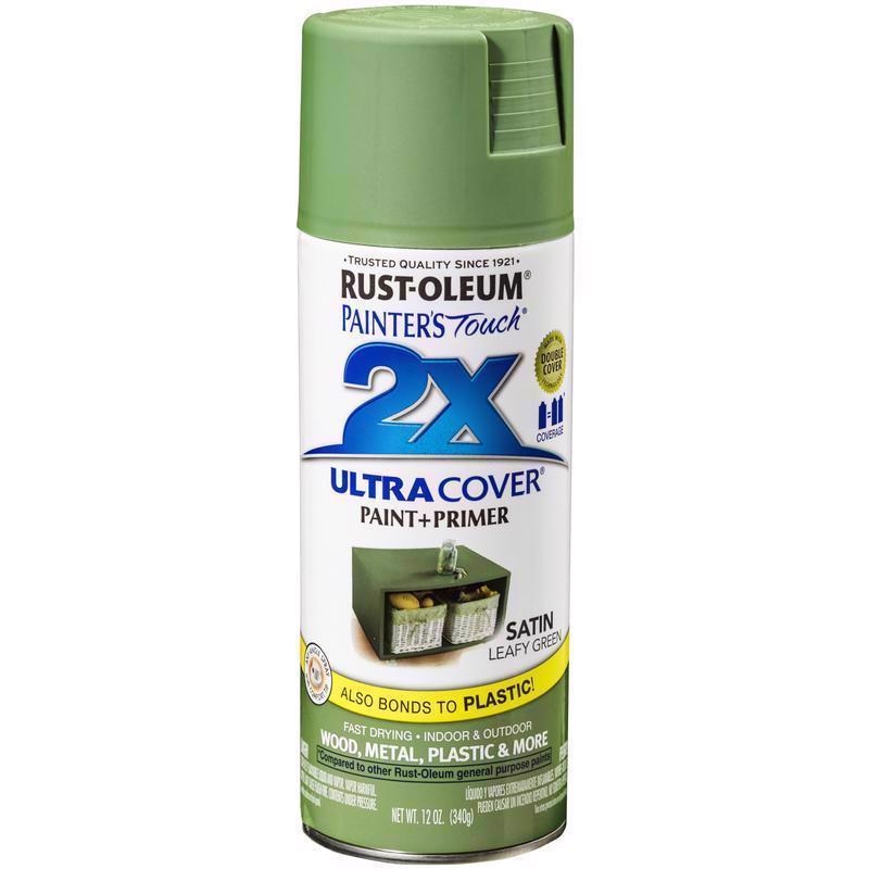 Rust-Oleum Painter’s Touch 2X Ultra Cover Satin Leafy Green Paint+Primer Spray Paint 12 oz