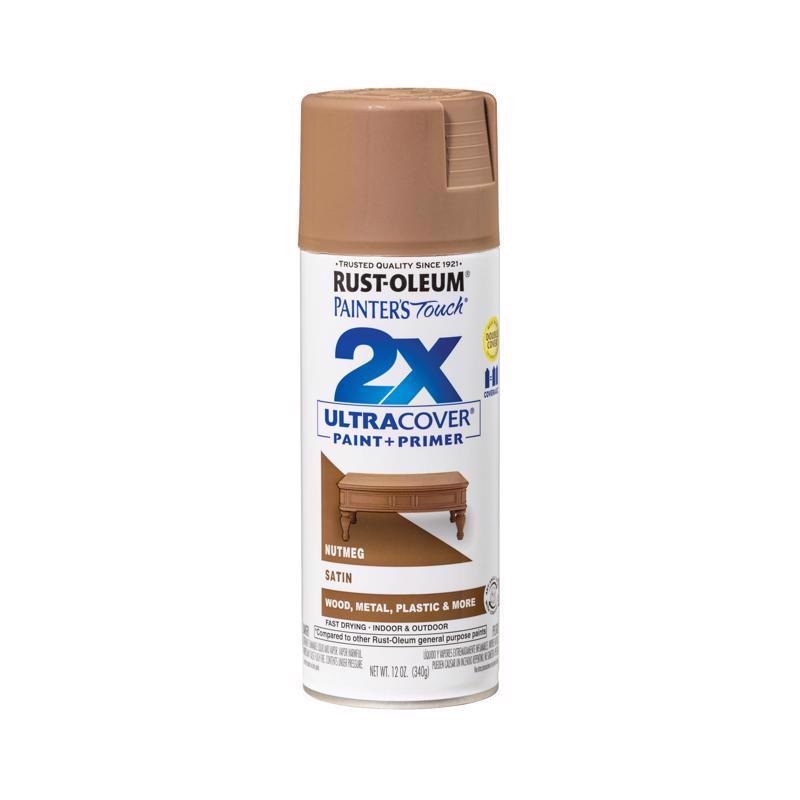 Rust-Oleum Painter’s Touch 2X Ultra Cover Satin Nutmeg Paint+Primer Spray Paint 12 oz