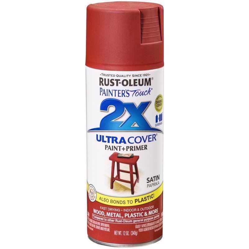 Rust-Oleum Painter’s Touch 2X Ultra Cover Satin Paprika Paint+Primer Spray Paint 12 oz