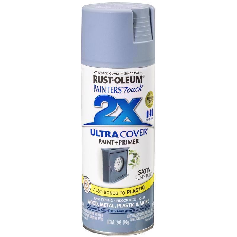 Rust-Oleum Painter’s Touch 2X Ultra Cover Satin Slate Blue Paint+Primer Spray Paint 12 oz