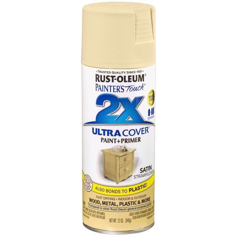 Rust-Oleum Painter’s Touch 2X Ultra Cover Satin Strawflower Paint+Primer Spray Paint 12 oz