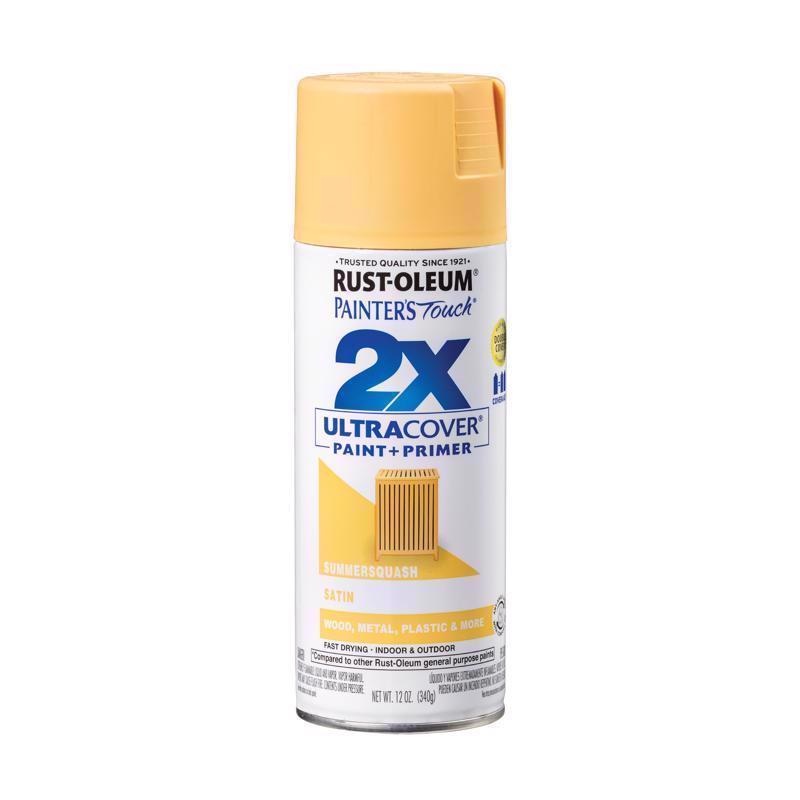 Rust-Oleum Painter’s Touch 2X Ultra Cover Satin Summer Squash Paint+Primer Spray Paint 12 oz