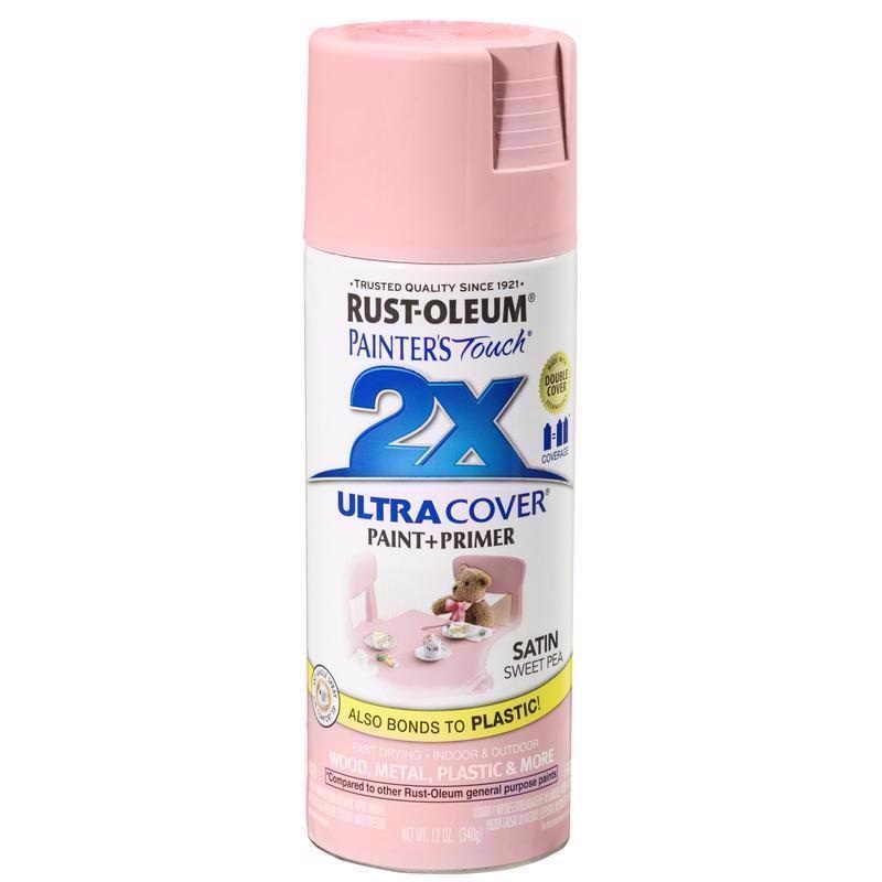 Rust-Oleum Painter’s Touch 2X Ultra Cover Satin Sweet Pea Paint+Primer Spray Paint 12 oz