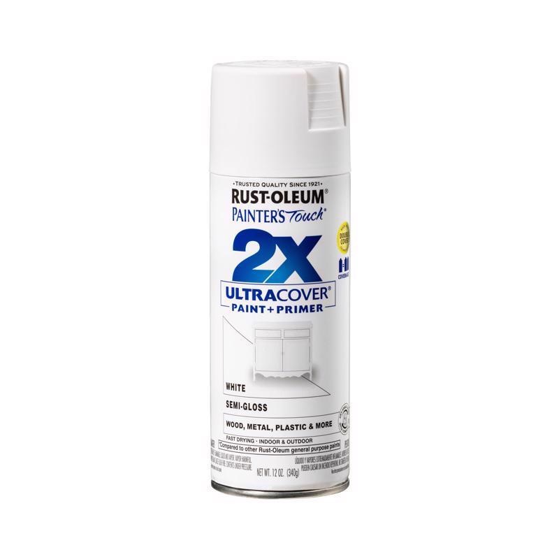 Rust-Oleum Painter’s Touch 2X Ultra Cover Semi-Gloss White Spray Paint 12 oz