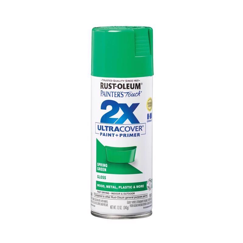 Rust-Oleum Painter’s Touch 2X Ultra Cover Gloss Spring Green Paint+Primer Spray Paint 12 oz
