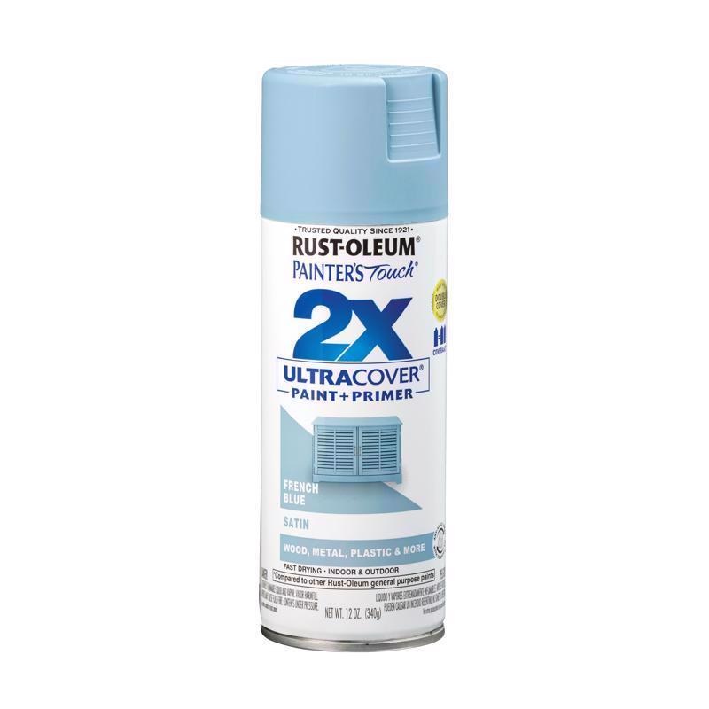 Rust-Oleum Painter’s Touch 2X Ultra Cover Satin French Blue Paint+Primer Spray Paint 12 oz