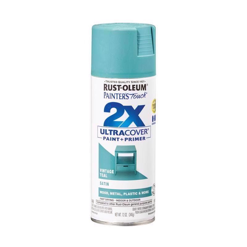 Rust-Oleum Painter’s Touch 2X Ultra Cover Satin Vintage Teal Paint+Primer Spray Paint 12 oz