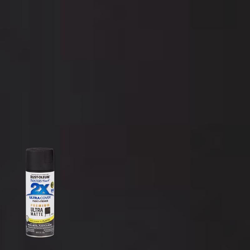 Rust-Oleum Painter’s Touch 2X Ultra Cover Ultra Matte Black Paint+Primer Spray Paint 12 oz