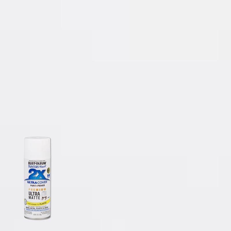 Rust-Oleum Painter’s Touch 2X Ultra Cover Ultra Matte White Paint+Primer Spray Paint 12 oz