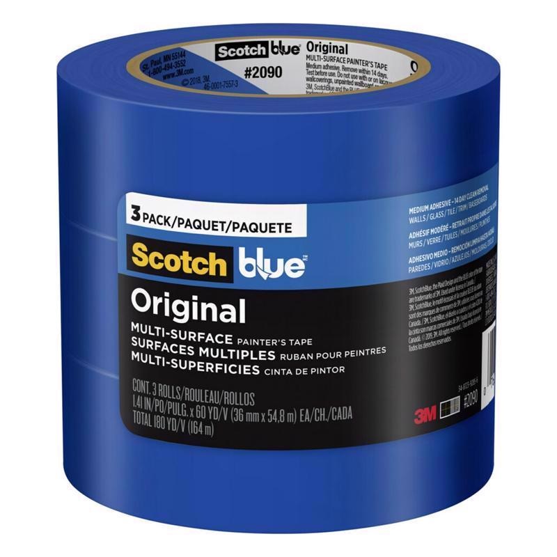 ScotchBlue 1.41 in. W X 60 yd L Blue Medium Strength Original Painter’s Tape 3 pk