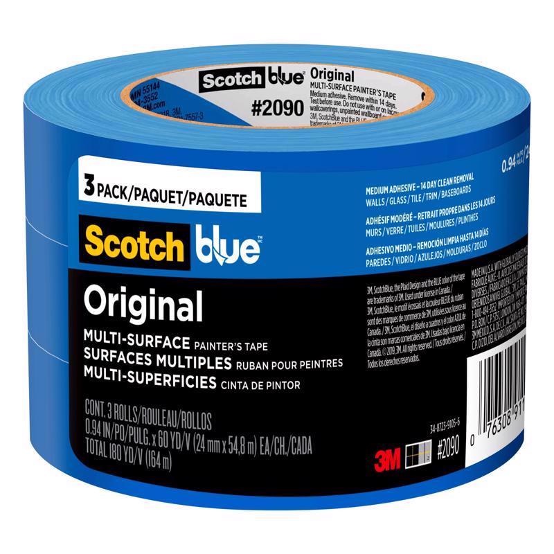 ScotchBlue .94 in. W X 60 yd L Blue Medium Strength Original Painter’s Tape 3 pk