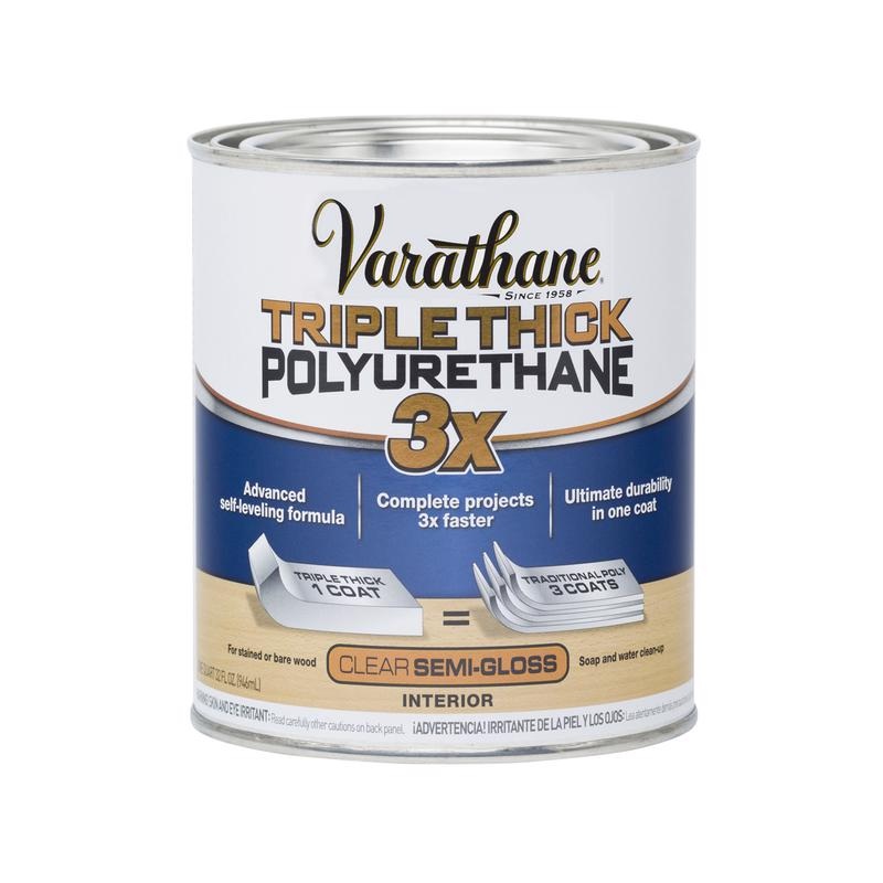 Varathane Transparent Semi-Gloss Clear Water-Based Acrylic Triple Thick Polyurethane 1 qt (In-Store Pickup Only)