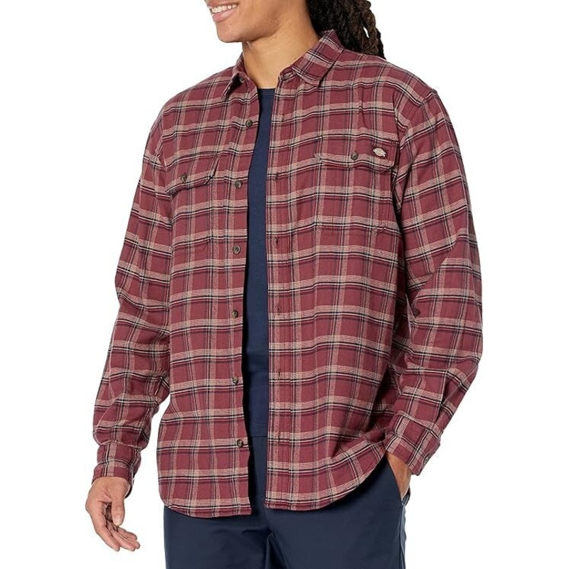 Dickies FLEX Long Sleeve Flannel Shirt (Washed Tartan) Size S