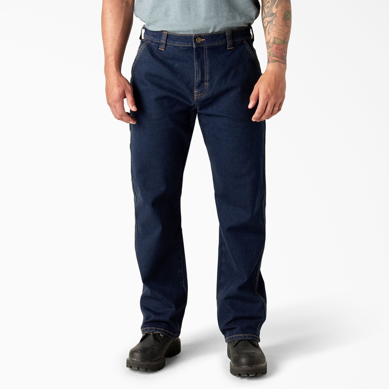 Dickies FLEX Relaxed Fit Carpenter Jeans (Dark Denim Wash) Size 32×30