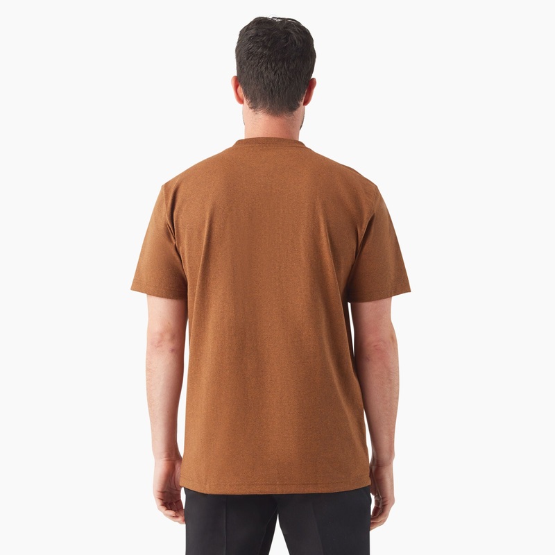 Dickies Heavyweight Heathered Short Sleeve Pocket T-Shirt (Brown Duck/Black Heather) Size XL
