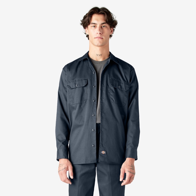 Dickies Long Sleeve Work Shirt (Dark Navy) Size XXL
