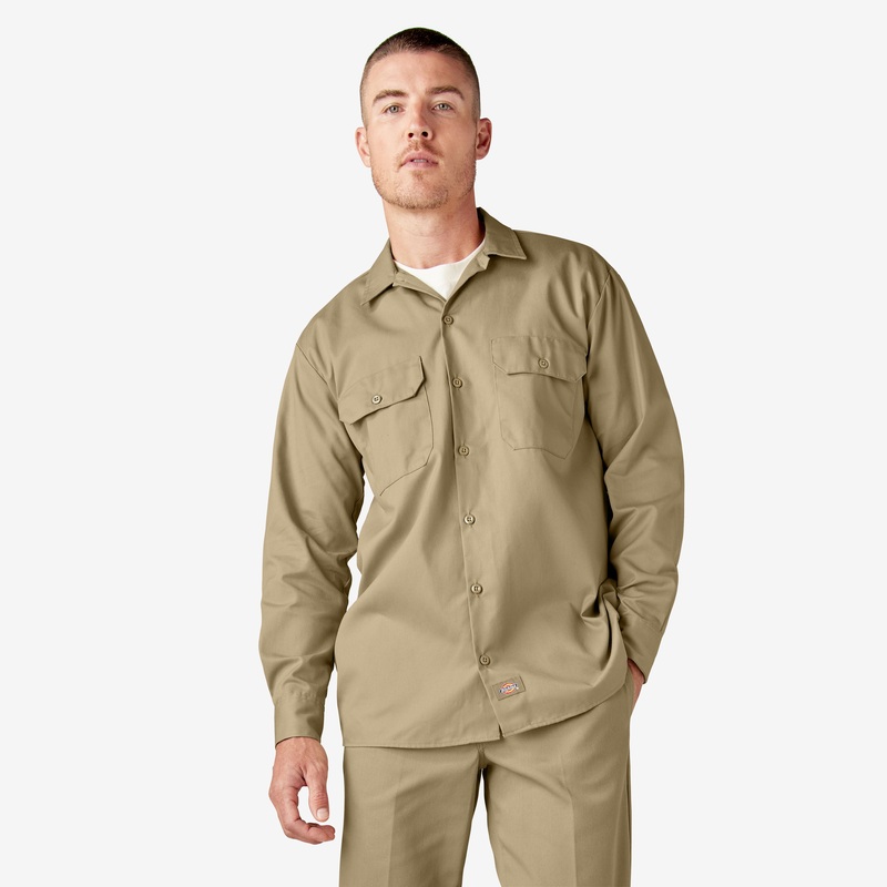 Dickies Long Sleeve Work Shirt (Khaki) Size XXL