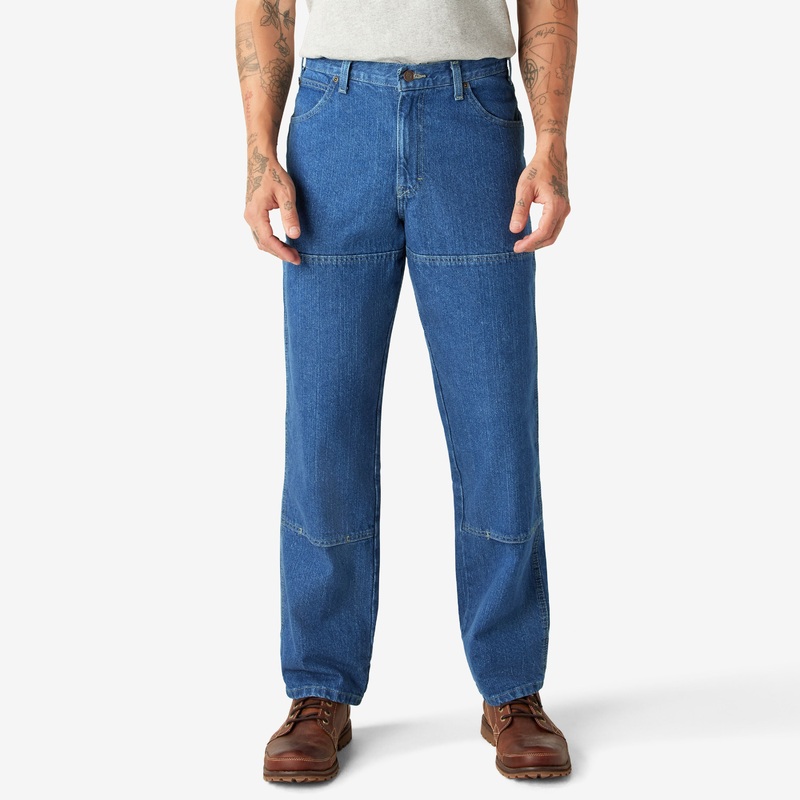 Dickies Relaxed Fit Double Knee Jeans (Stonewashed Indigo Blue) Size 40×32