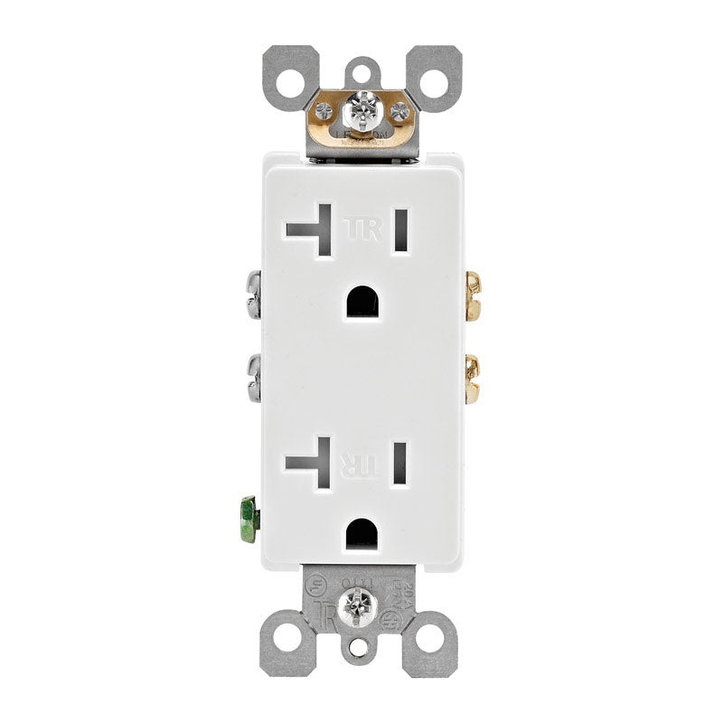 Leviton Decora 20 amps 125 V Duplex White Outlet 5-20R 1 pk