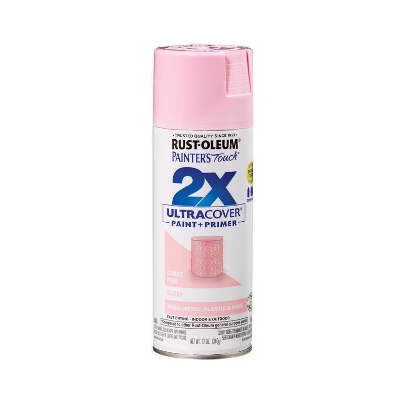 Rust-Oleum Painter’s Touch 2X Ultra Cover Gloss Candy Pink Paint+Primer Spray Paint 12 oz