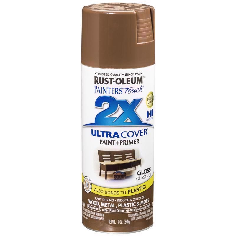 Rust-Oleum Painter’s Touch 2X Ultra Cover Gloss Chestnut Paint+Primer Spray Paint 12 oz