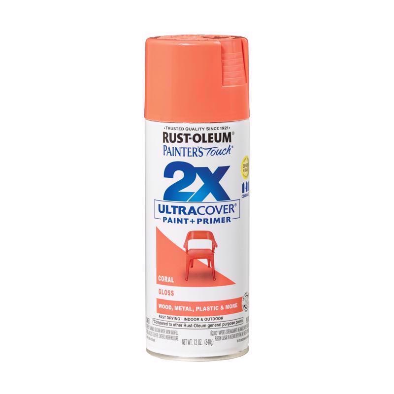 Rust-Oleum Painter’s Touch 2X Ultra Cover Gloss Coral Paint+Primer Spray Paint 12 oz