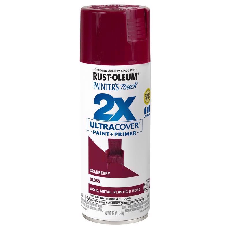 Rust-Oleum Painter’s Touch 2X Ultra Cover Gloss Cranberry Paint+Primer Spray Paint 12 oz